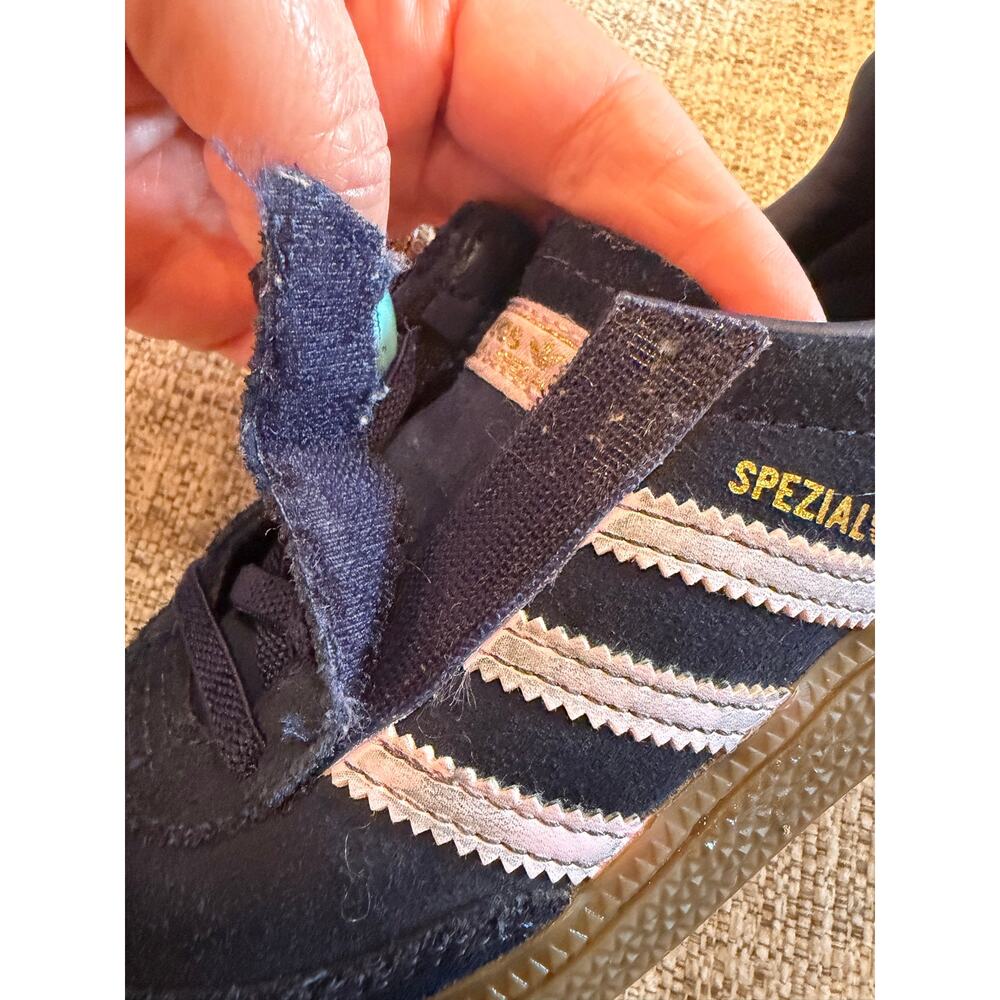 Adidas kids Hamdball Spezial Navy Blue Pink Velcro Tennis Shoes Girls Sz 10Y - Picture 9 of 10